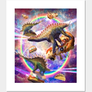 Laser Stegosaurus On Pizza Burger Taco, Rainbow Space Posters and Art